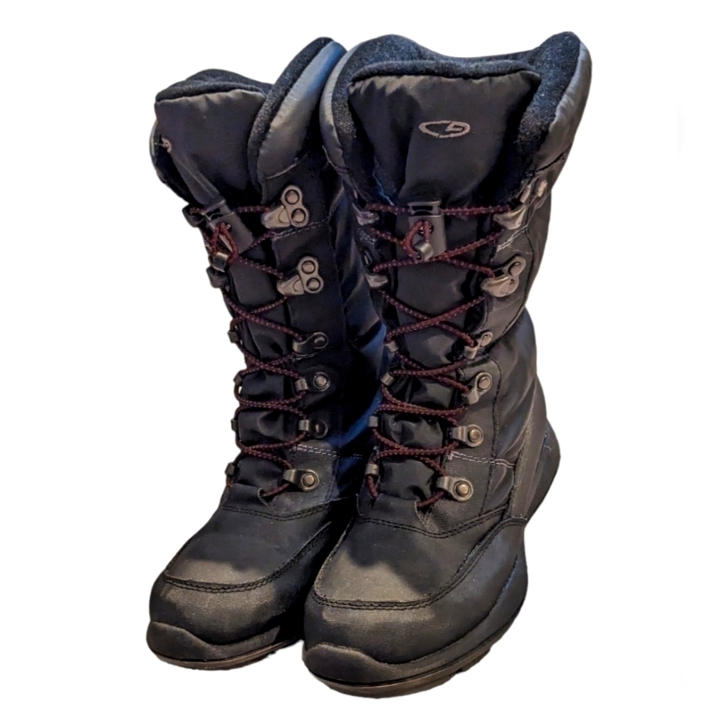 C9 Champion Boots Womens 7 M Snow Winter Black Lace Up Mid Calf Comfort Faux Fur